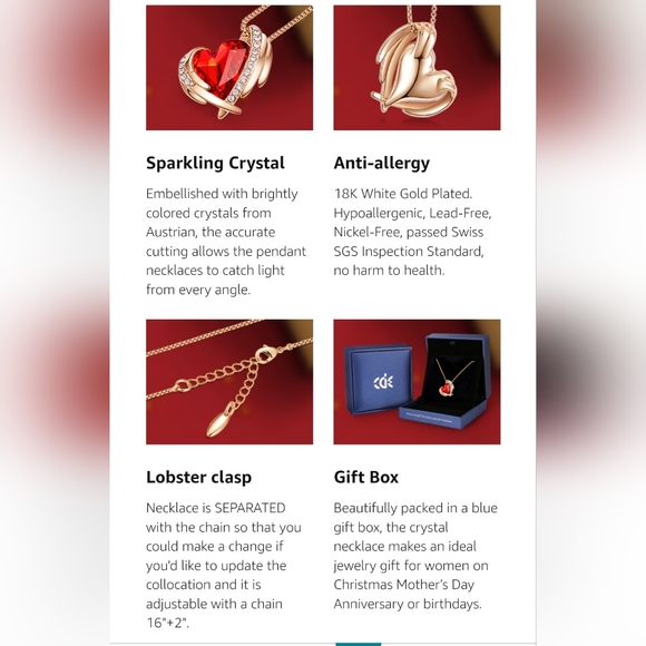 NWOT Love Heart Pendant Neckless - Picture 6 of 8